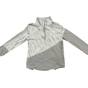 Anthropologie Entro Quarter Zip Gray Tie Dye Lightweight Pullover Size Large